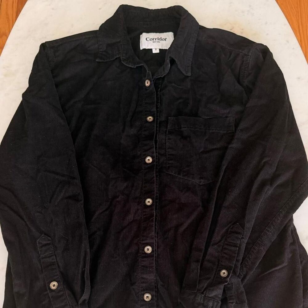 Corridor New York black corduroy button up shirt size S